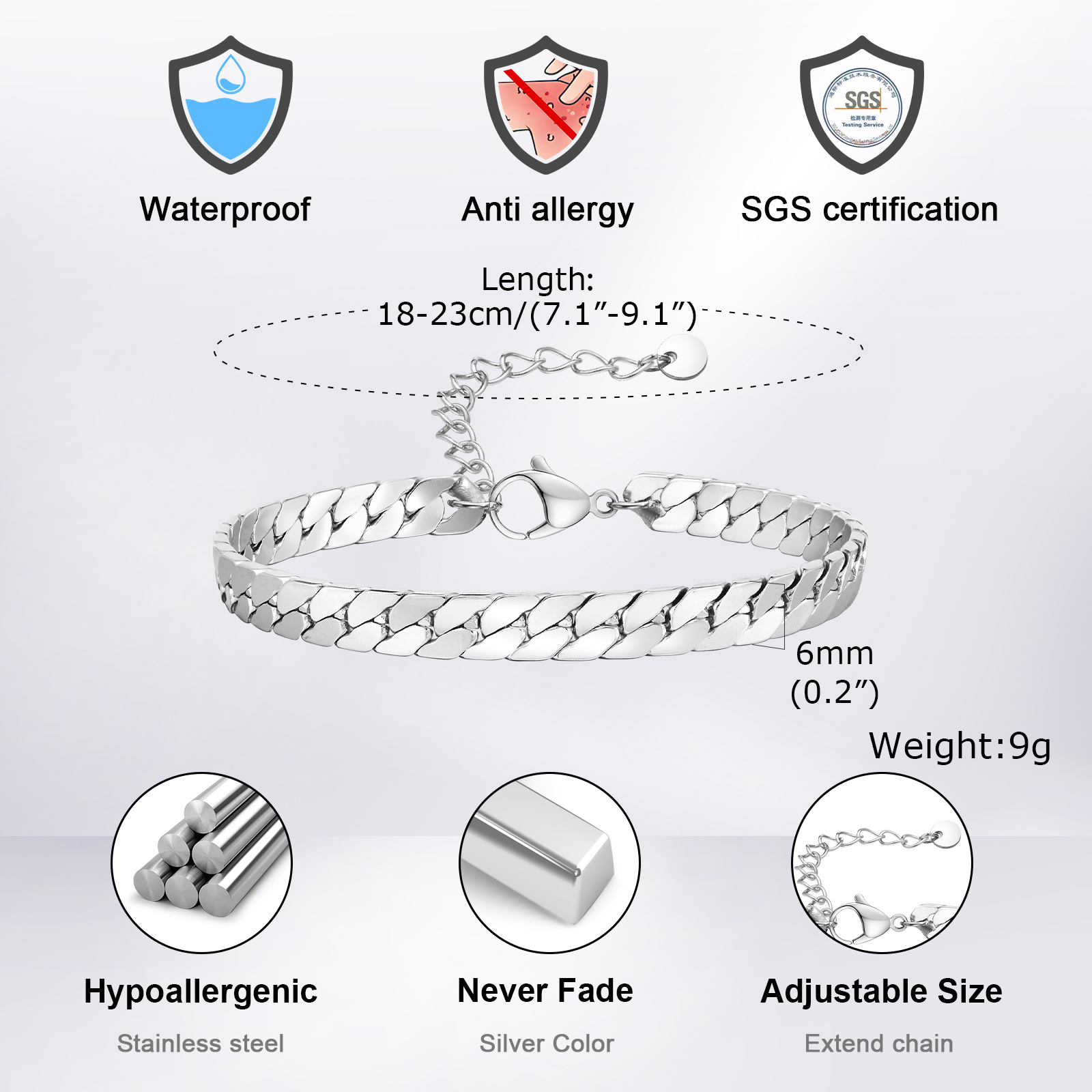 Punk Silver Color Men's Chain  - Ceramic Link Bracelet review and price