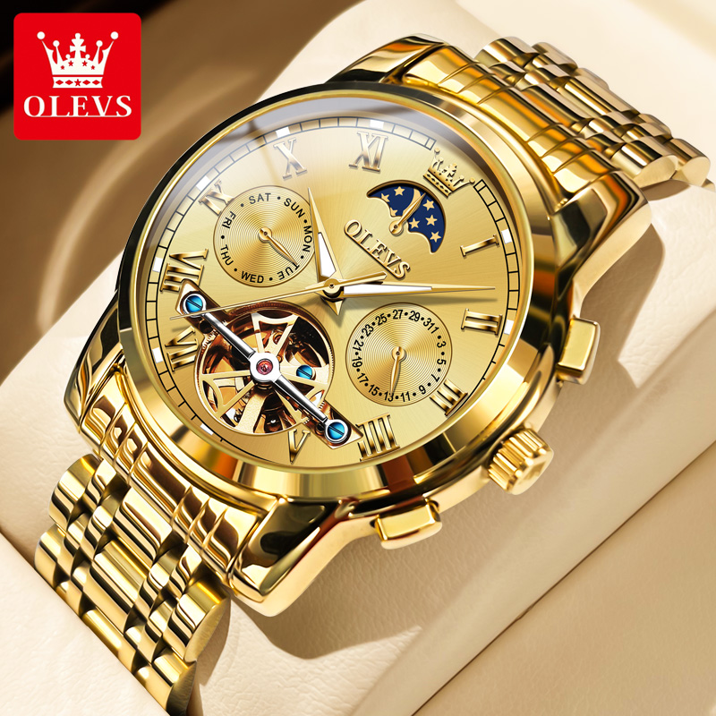 OLEVS 6617 Men's Classic Mecha - Leather Classic Strap review and price