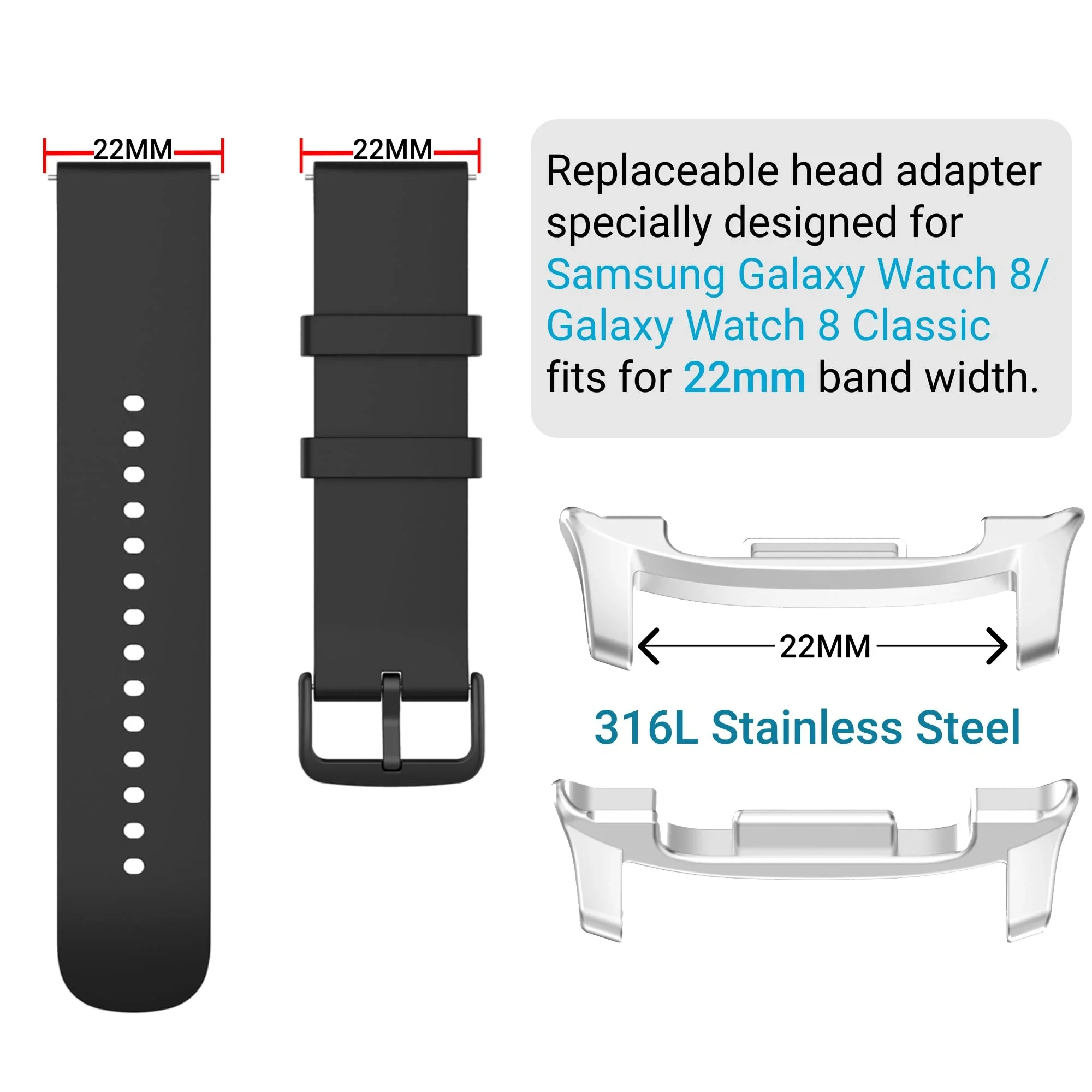 2PCS Stainless Steel Watch Ada - Watch Band Connector review and price