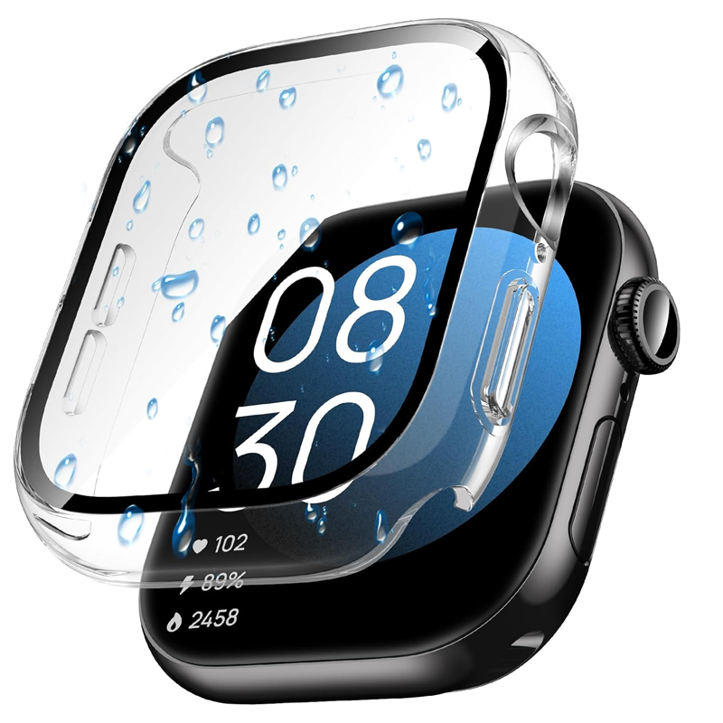 Glass+Case For Apple Watch 44m - Smartwatch Band Accessories review and price