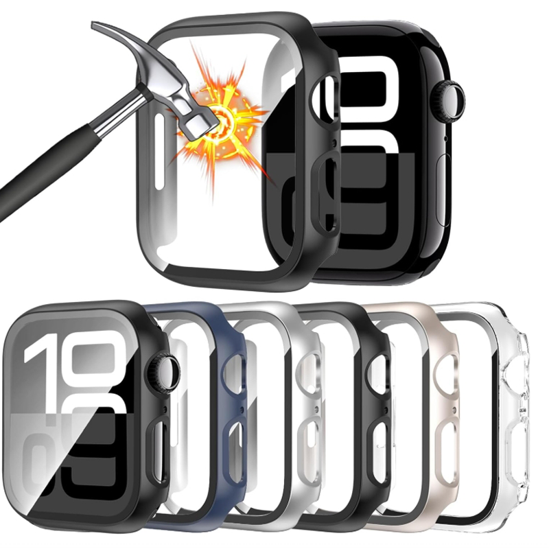 Glass+Case For Apple Watch 44m - Smartwatch Band Accessories review and price