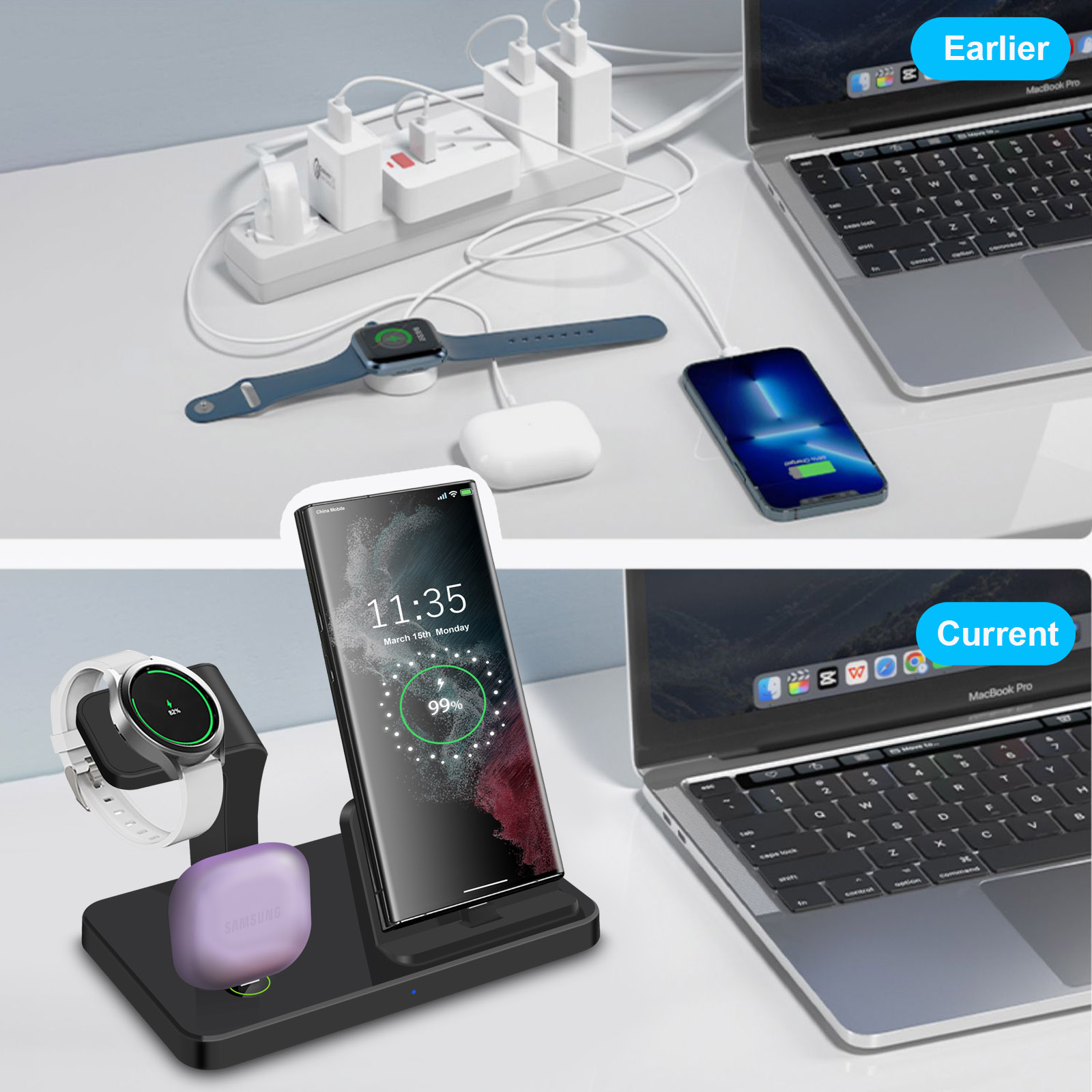 Desk 3 in 1 Type C Port Wirele - Smartwatch Ac review and price