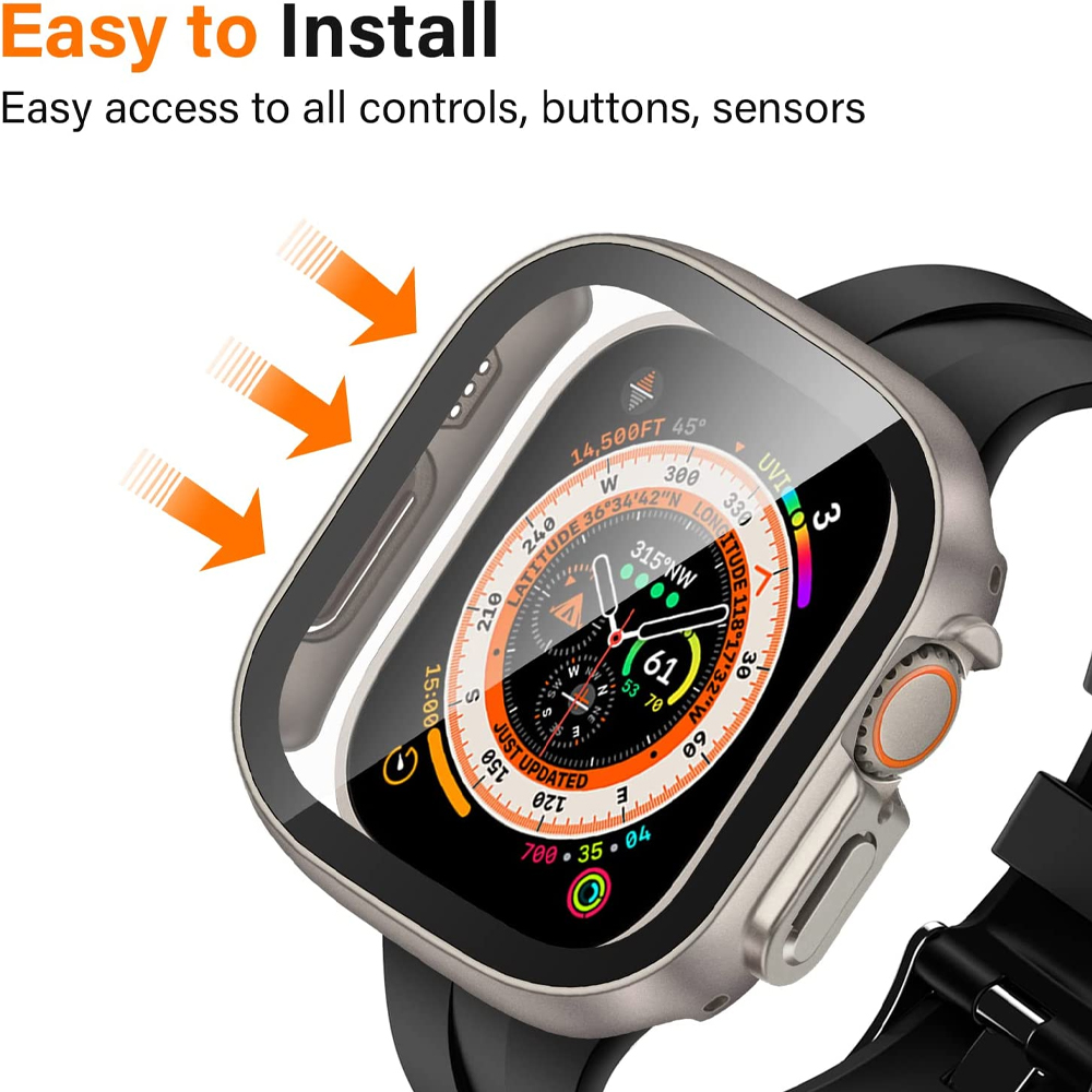 Glass+case For Apple Watch Ult - Smartwatch Band Accessories review and price