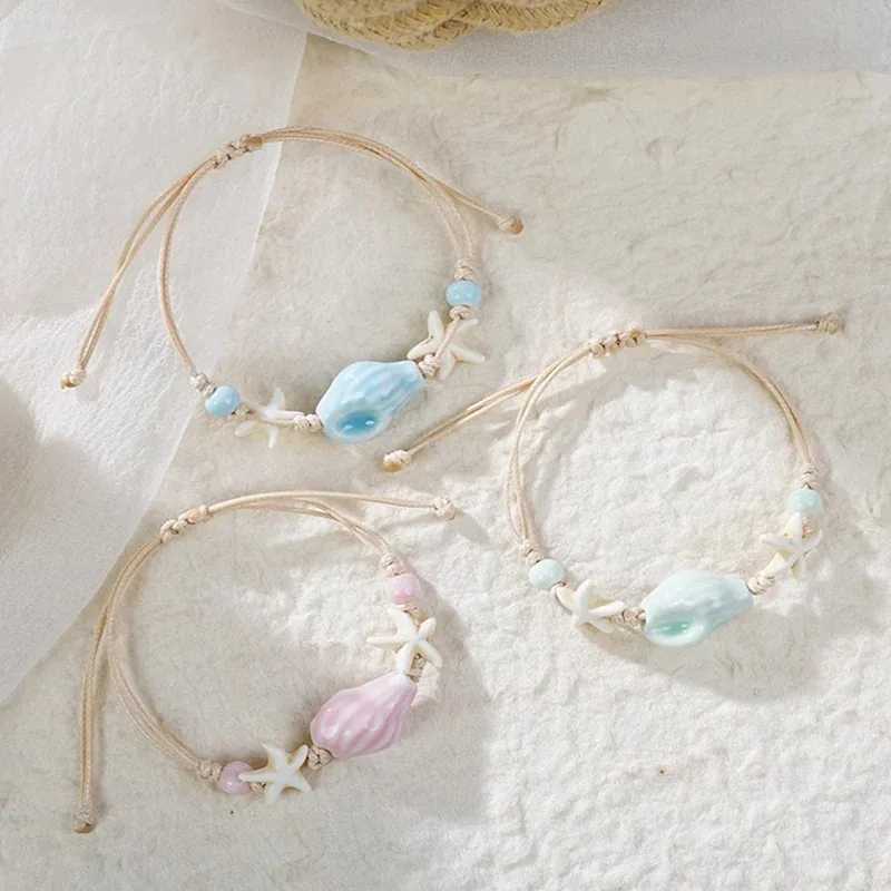 Bohemian Conch Starfish Shells - Ceramic Link Bracelet review and price